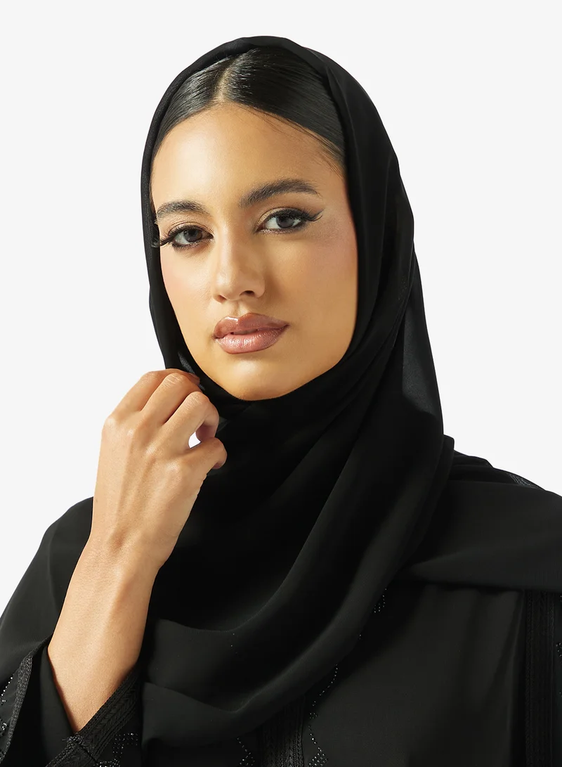 hayas closet  Embellished Loose Fit V Neck Abaya for Women | Best Price UAE